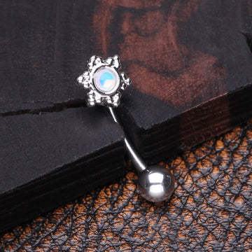 Detail View 1 of Iridescent Revo Sparkle Snowflake Curved Barbell